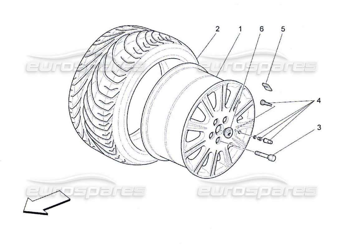 maserati qtp. (2010) 4.7 diagrama de piezas de ruedas y neumáticos