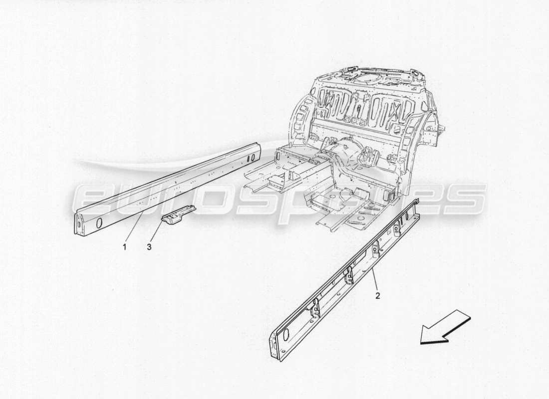 maserati granturismo special edition diagrama de piezas de marcos estructurales centrales y paneles laminares