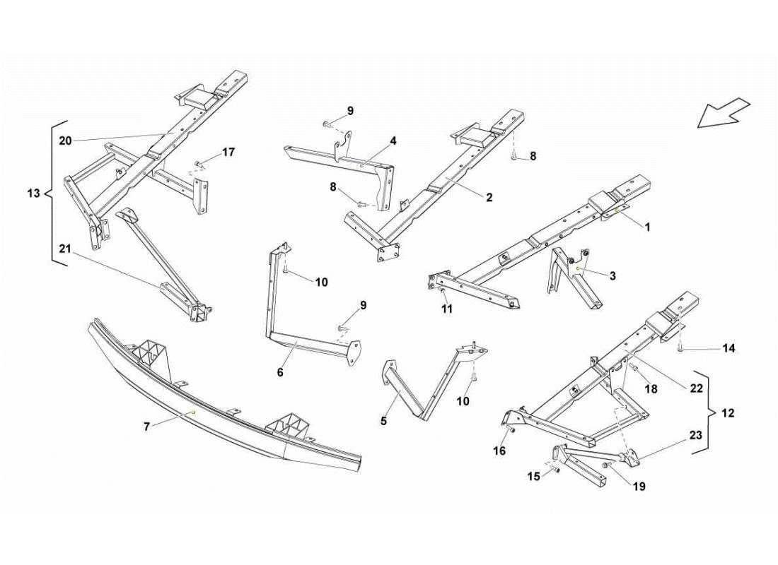 lamborghini gallardo sts ii sc accesorios del marco frontal diagrama de piezas