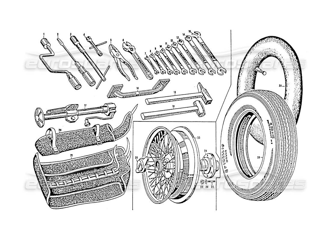 maserati 3500 gt diagrama de piezas de herramientas y accesorios