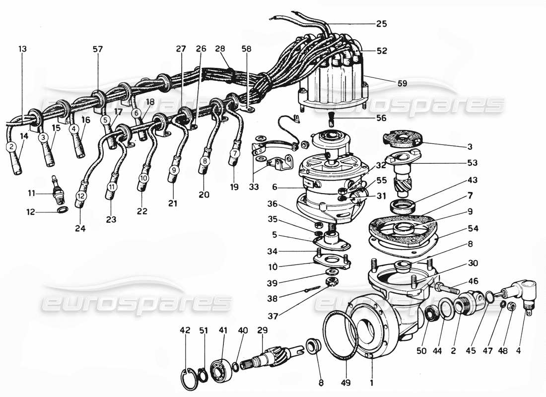 ferrari 365 gtc4 (mechanical) clientes potenciales de distribución y ht diagrama de piezas