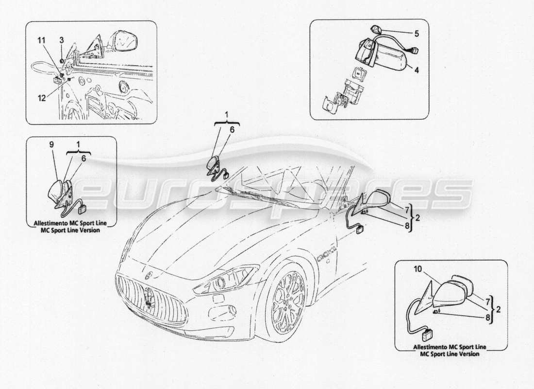 maserati granturismo special edition espejos retrovisores internos y externos diagrama de piezas