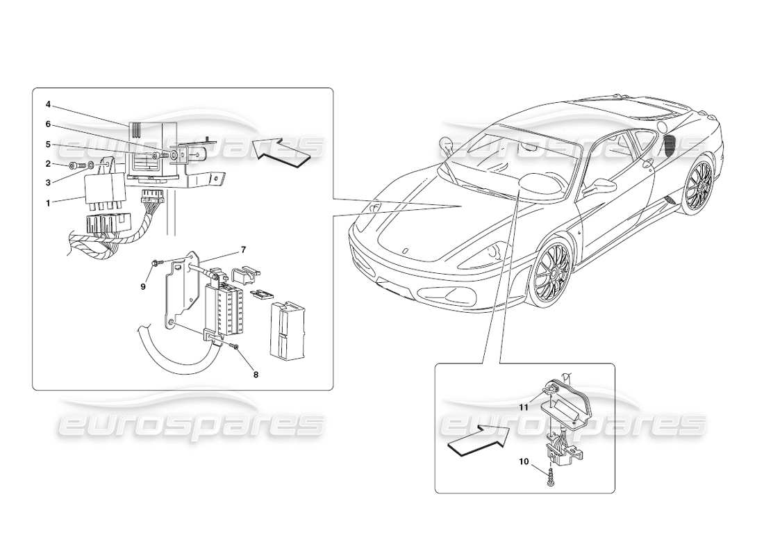 ferrari 430 challenge (2006) diagrama de piezas de las estaciones de control del compartimiento del pasajero delantero