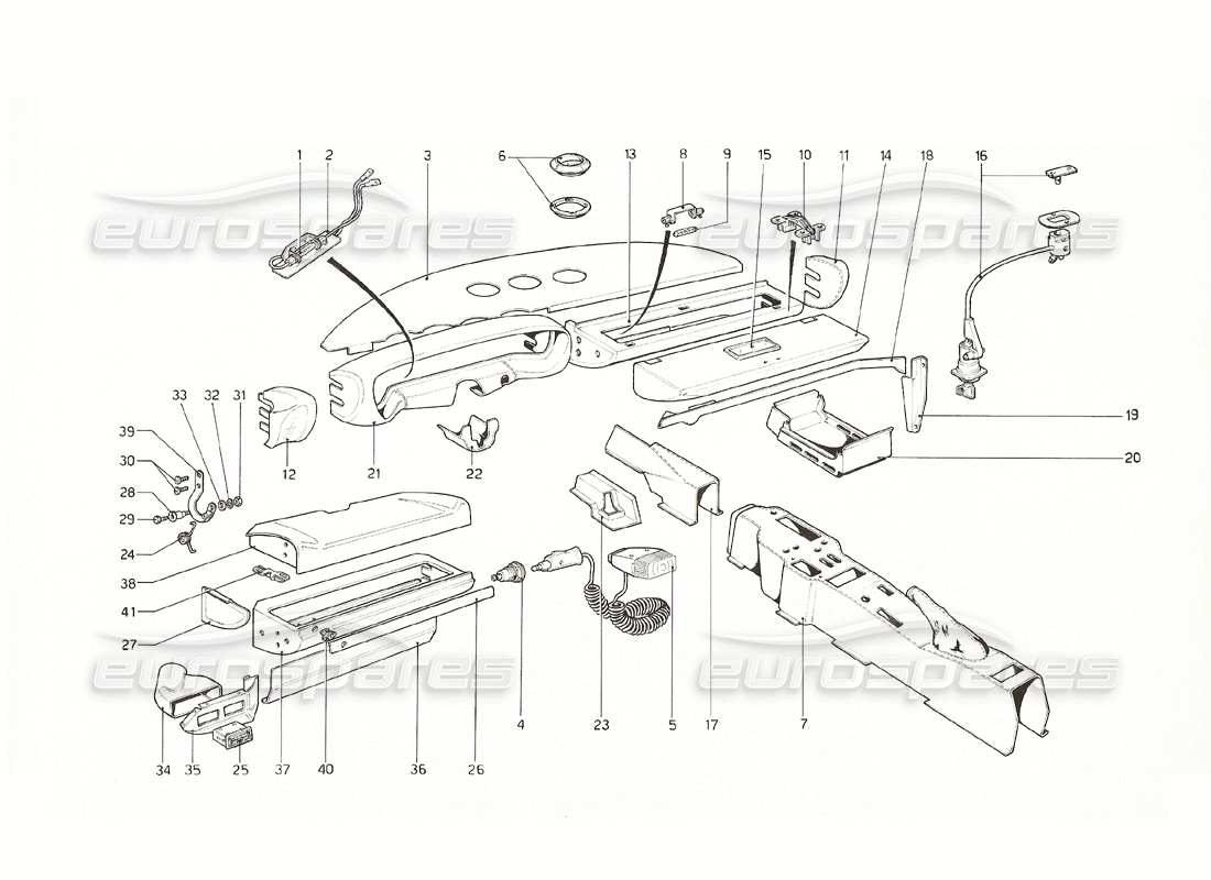 ferrari 308 gt4 dino (1976) molduras interiores y 'accesorios diagrama de piezas