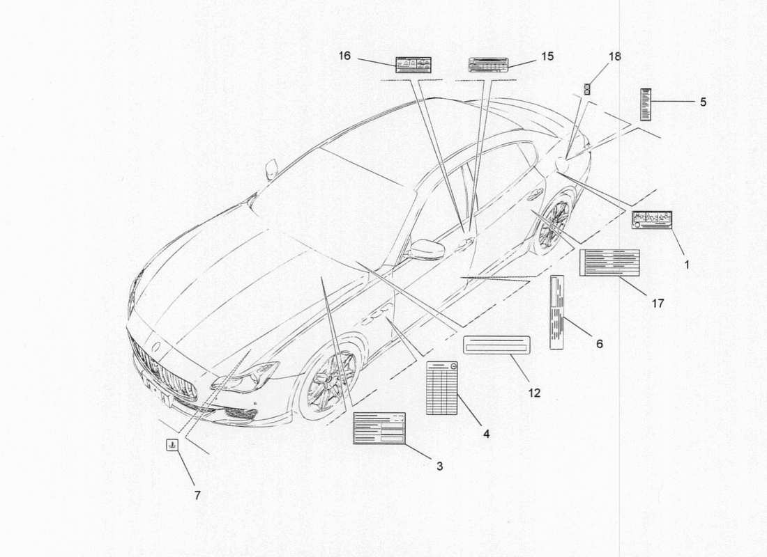 maserati qtp. v6 3.0 bt 410bhp 2015 diagrama de piezas de pegatinas y etiquetas