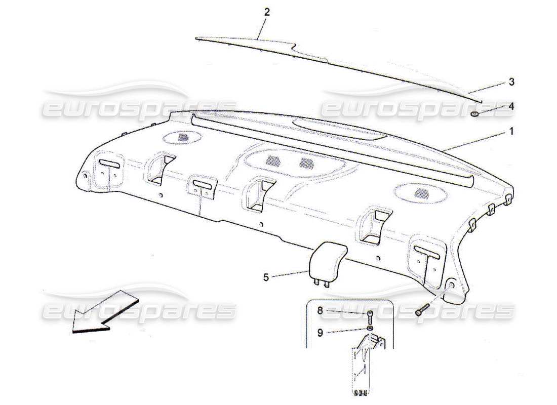 maserati qtp. (2010) 4.2 estante trasero para paquetes diagrama de piezas