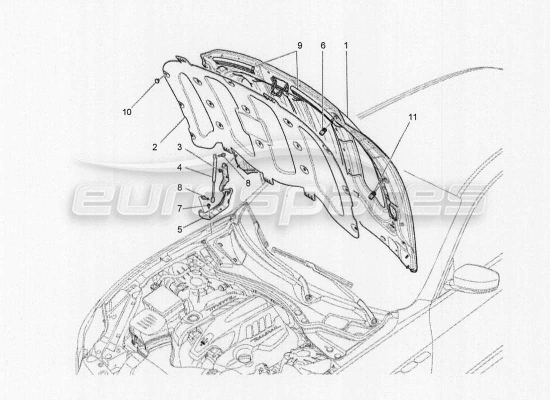 maserati qtp. v8 3.8 530bhp auto 2015 diagrama de piezas de la tapa frontal