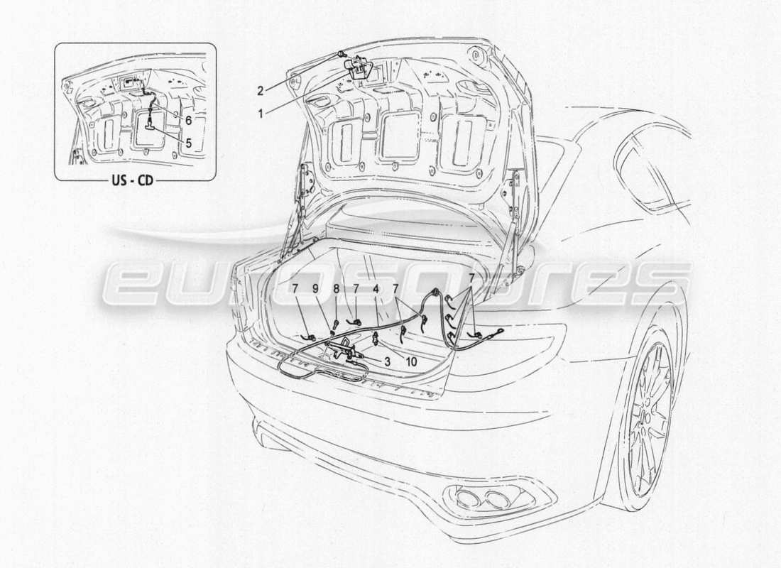 maserati granturismo special edition control de apertura del portón trasero diagrama de piezas