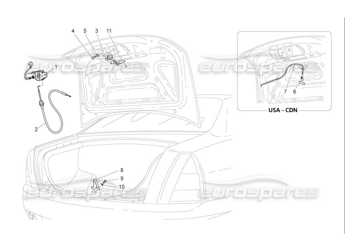 maserati qtp. (2007) 4.2 f1 diagrama de piezas de control de apertura de la tapa trasera