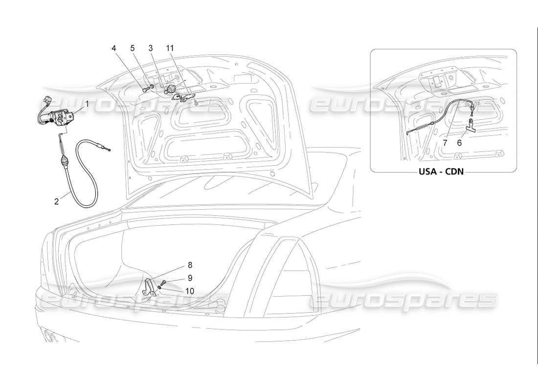 maserati qtp. (2006) 4.2 f1 diagrama de piezas de control de apertura de la tapa trasera