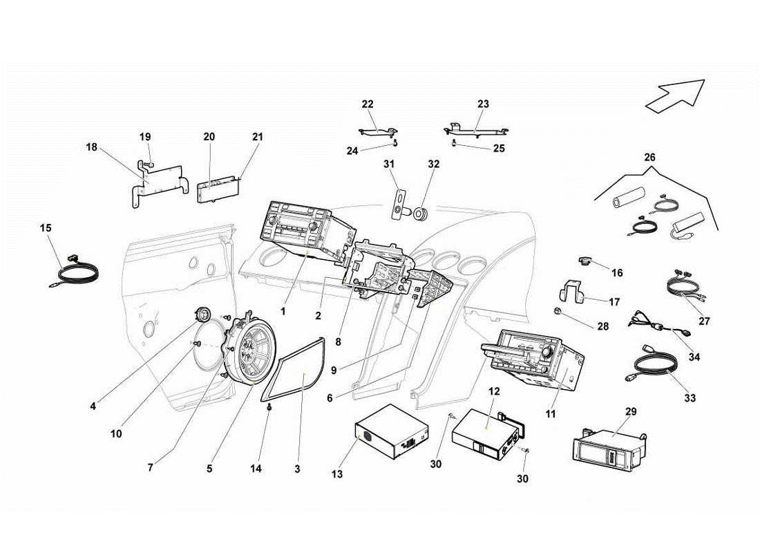 lamborghini gallardo lp560-4s update sistema de alta fidelidad diagrama de piezas