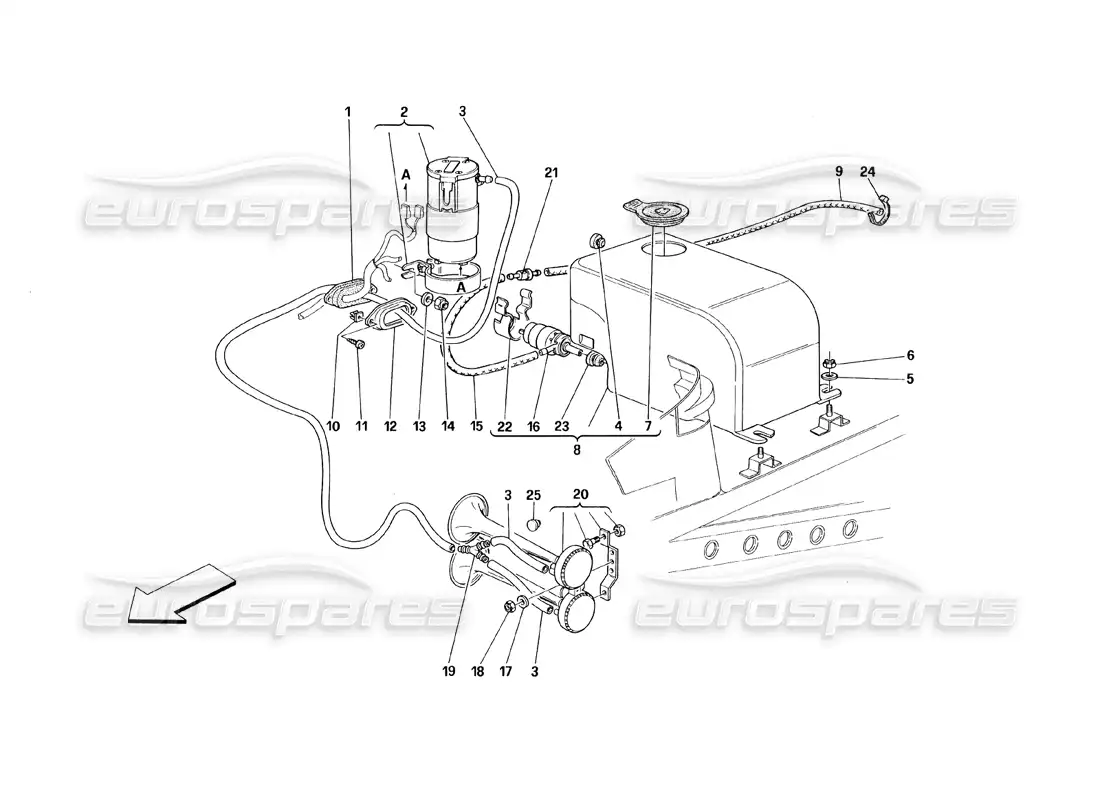ferrari 348 (1993) tb / ts arandela y bocinas diagrama de piezas