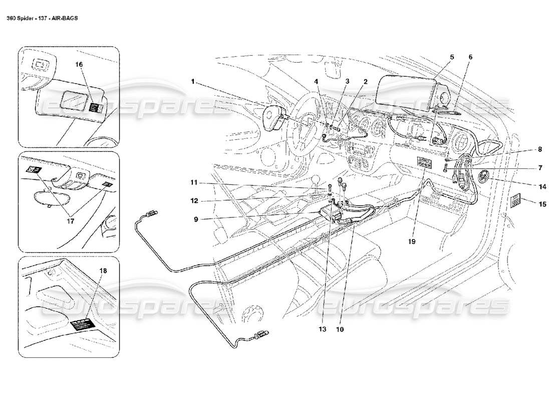 ferrari 360 spider diagrama de piezas de las bolsas de aire