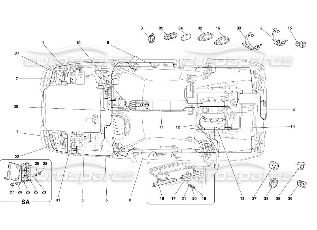 ferrari 355 (5.2 motronic) sistema eléctrico diagrama de piezas