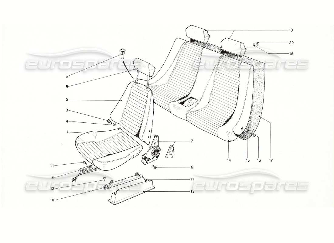 ferrari 308 gt4 dino (1976) diagrama de piezas de asientos