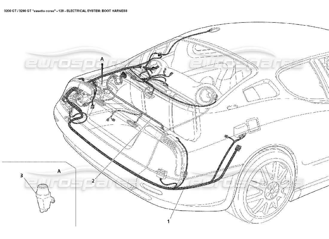 maserati 3200 gt/gta/assetto corsa eléctrico: diagrama de piezas del arnés de arranque