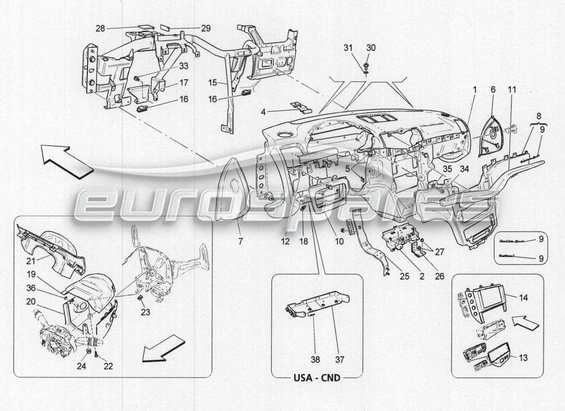 maserati grancabrio mc centenario unidad de tablero diagrama de piezas