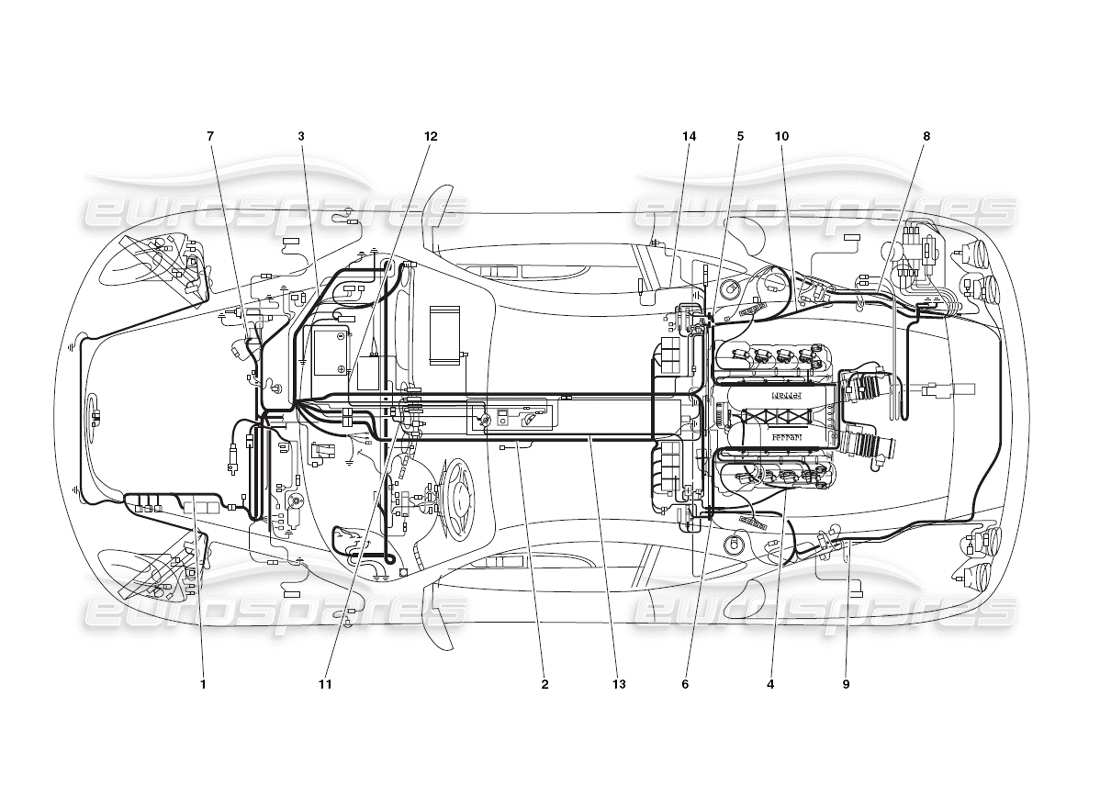 ferrari 430 challenge (2006) sistema eléctrico diagrama de piezas