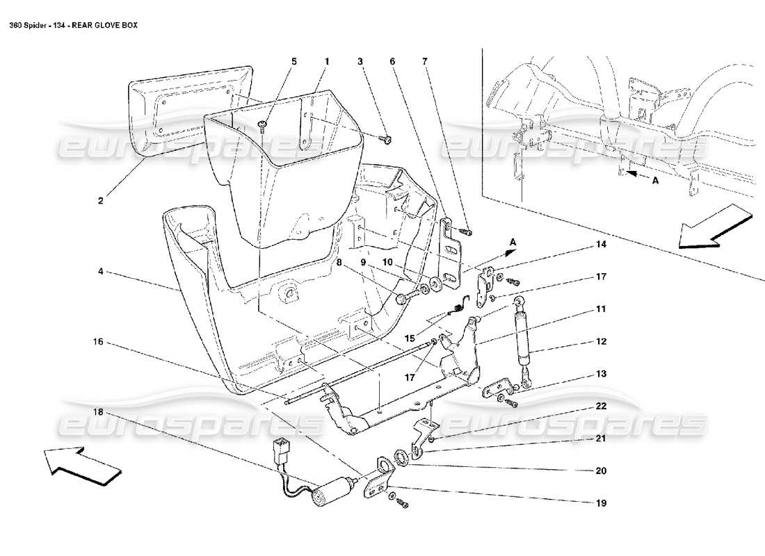 ferrari 360 spider diagrama de piezas de la guantera trasera