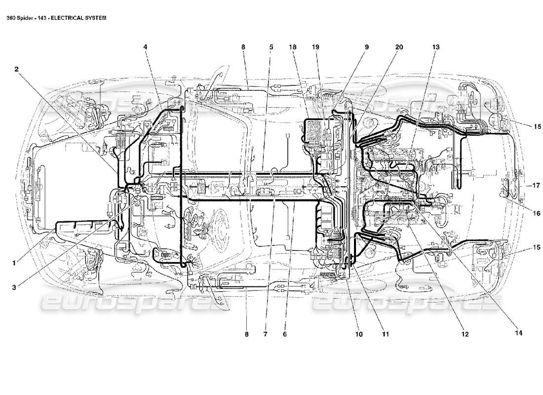 ferrari 360 spider diagrama de piezas del sistema eléctrico