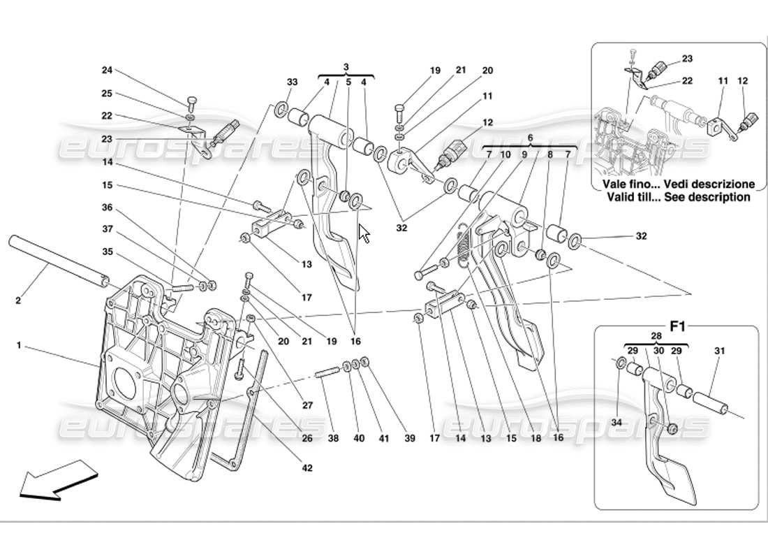 ferrari 360 modena pedales diagrama de piezas