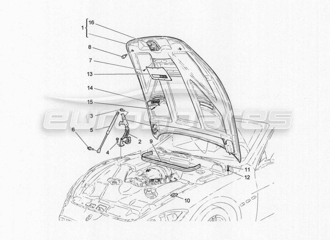 maserati granturismo special edition tapa delantera diagrama de piezas