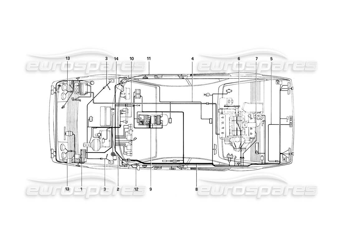 ferrari mondial 8 (1981) sistema eléctrico diagrama de piezas