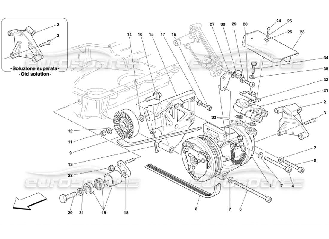 ferrari 360 modena diagrama de piezas del compresor de aire acondicionado