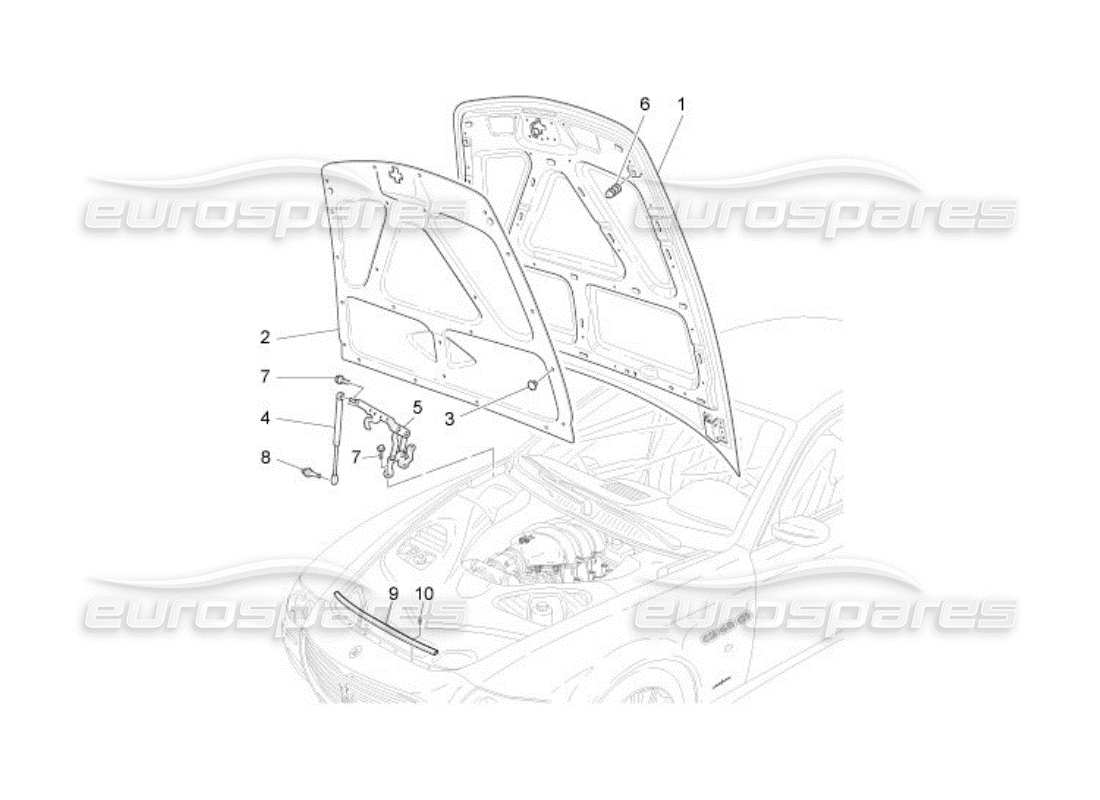 maserati qtp. (2005) 4.2 diagrama de piezas de la tapa frontal