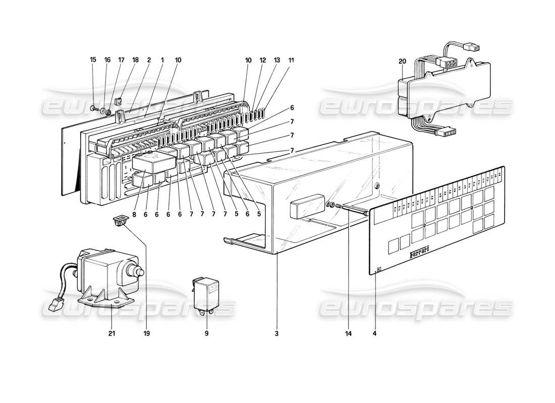 ferrari mondial 8 (1981) electrical board part diagram