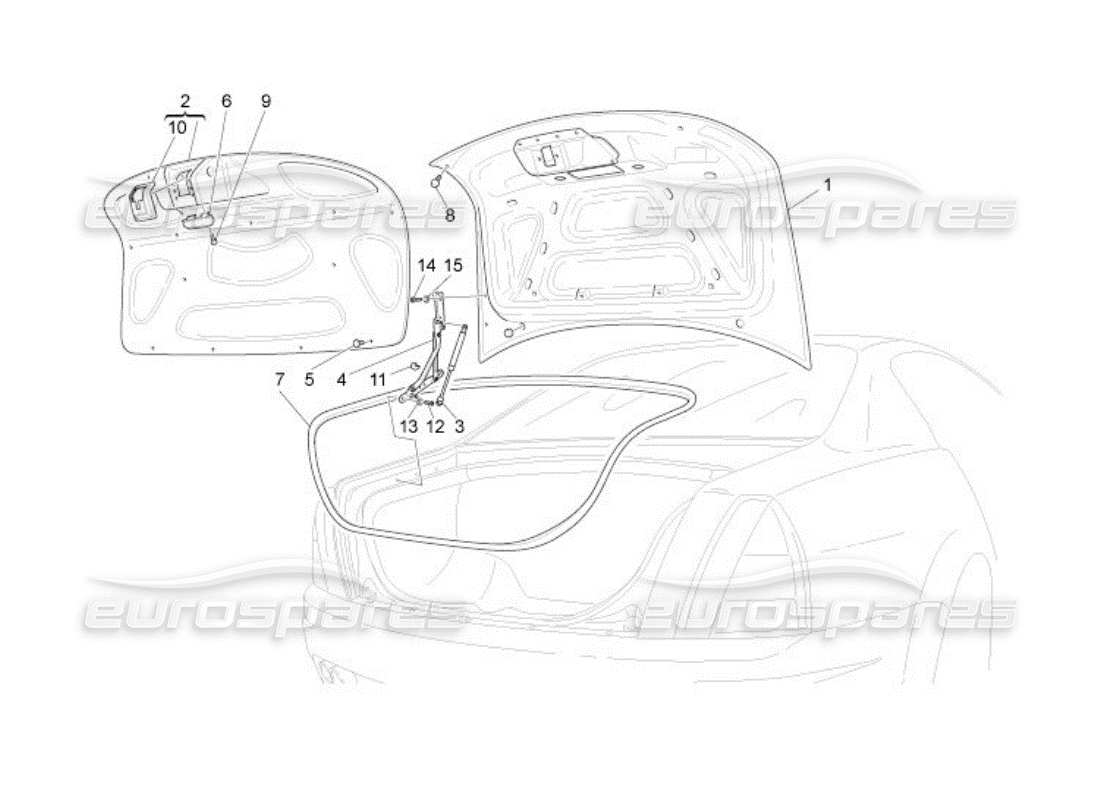 maserati qtp. (2005) 4.2 diagrama de piezas de la tapa trasera