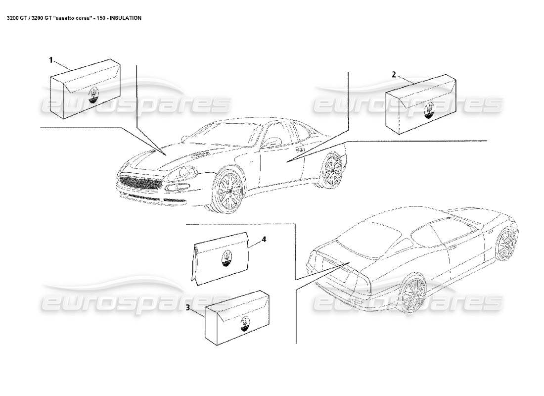 maserati 3200 gt/gta/assetto corsa aislamiento diagrama de piezas