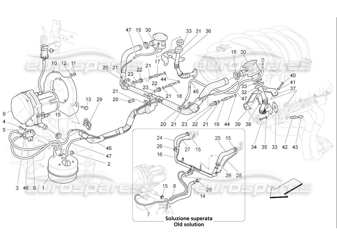 maserati qtp. (2006) 4.2 f1 diagrama de piezas del sistema de aire adicional