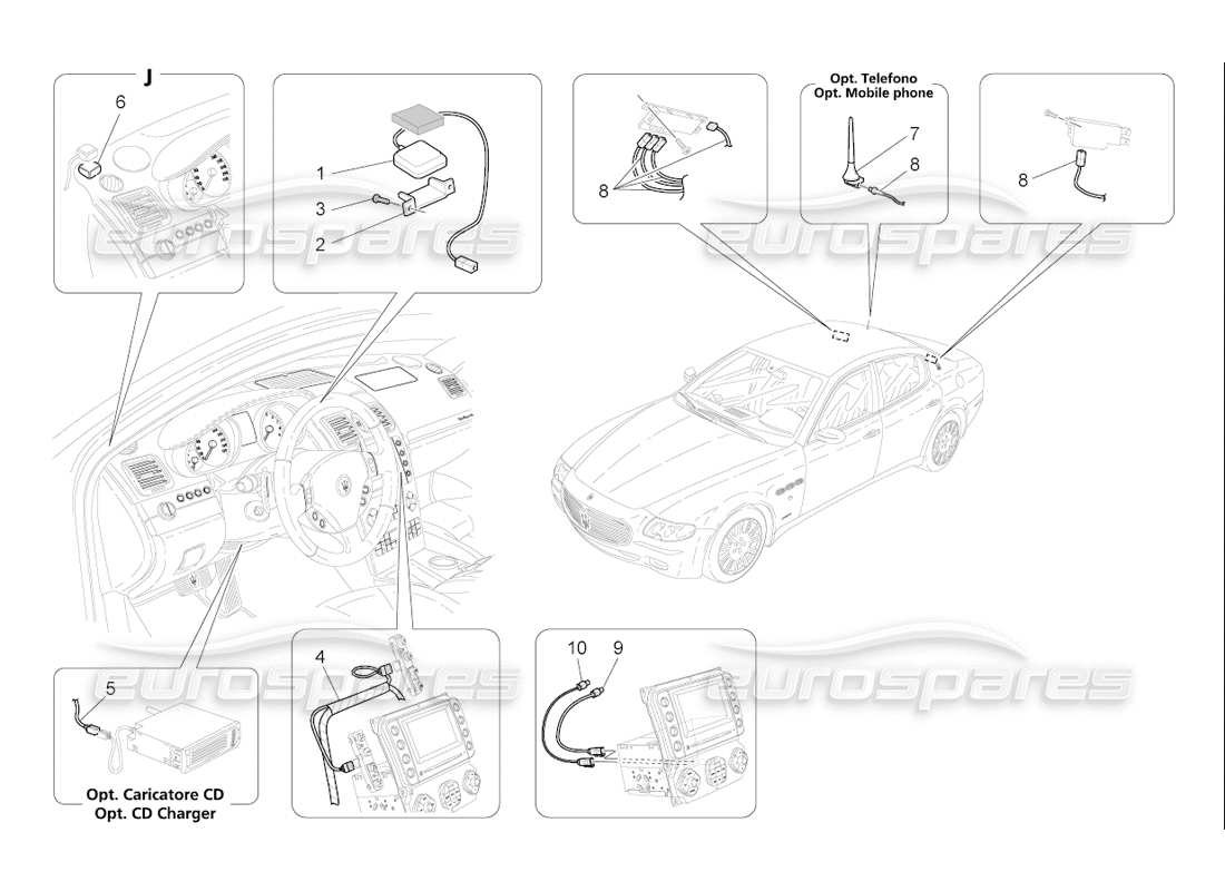 maserati qtp. (2006) 4.2 f1 diagrama de piezas del sistema de recepción y conexión