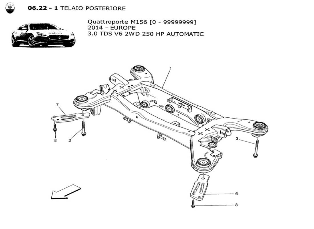 maserati qtp. v6 3.0 tds 250bhp 2014 diagrama de piezas del chasis trasero