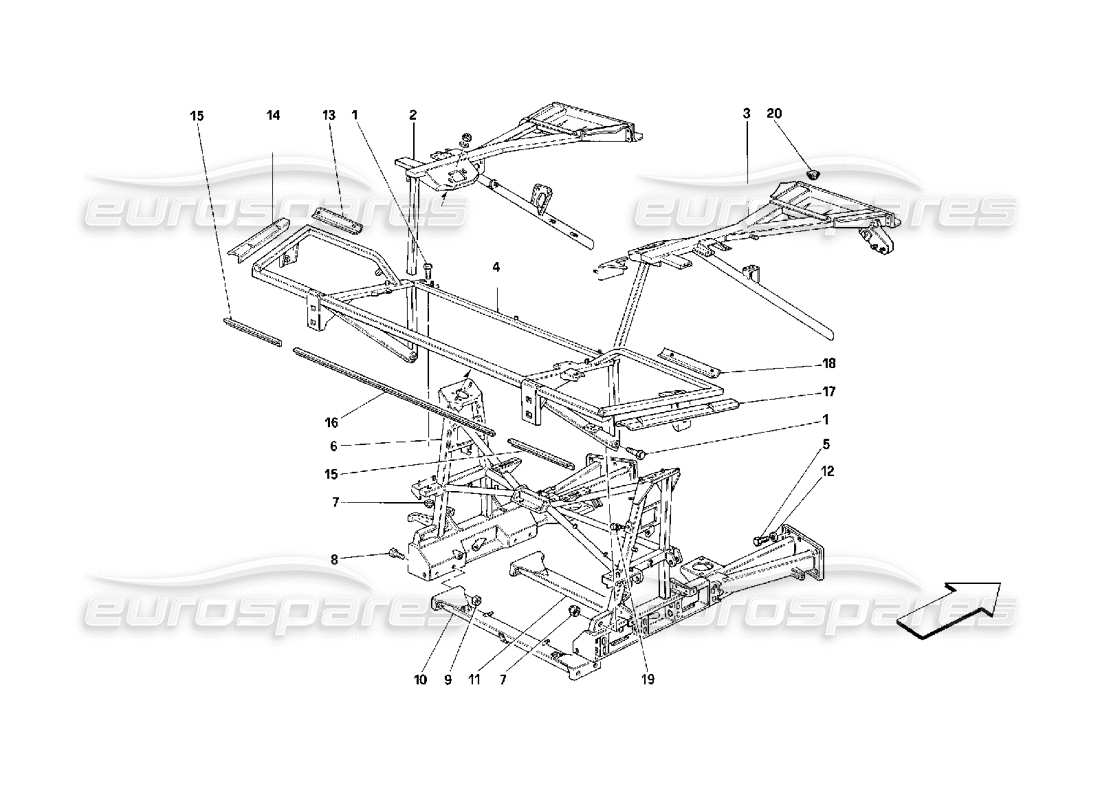 ferrari 348 (2.7 motronic) frame - rear part elements diagrama de piezas