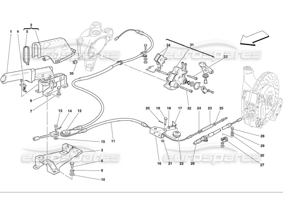 ferrari 360 modena diagrama de piezas del control del freno de mano