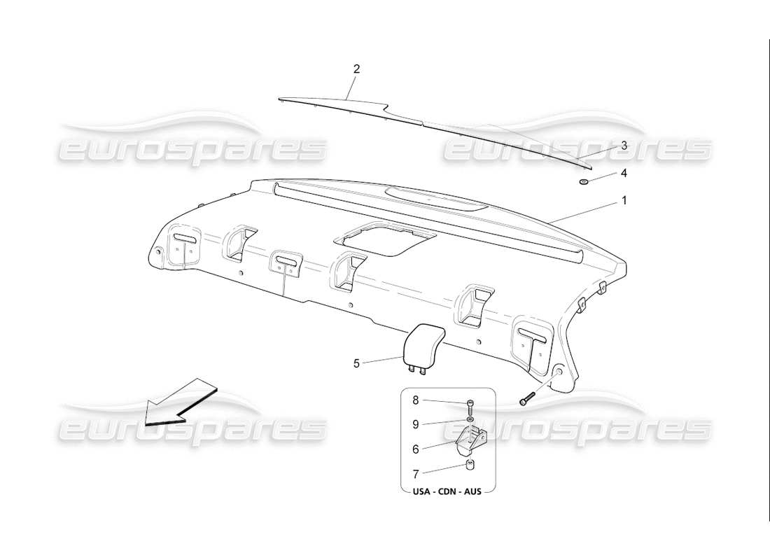 maserati qtp. (2006) 4.2 f1 diagrama de piezas del estante trasero para paquetes