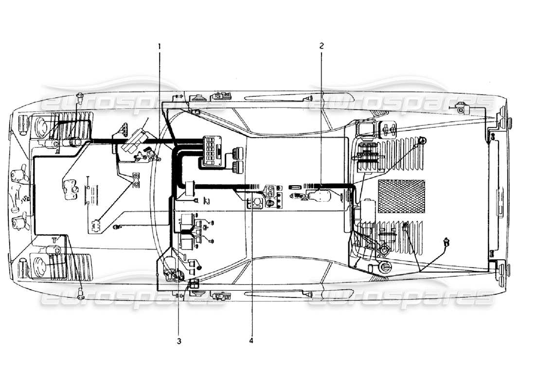 ferrari 308 gtb (1976) cuerpo electrico diagrama de piezas
