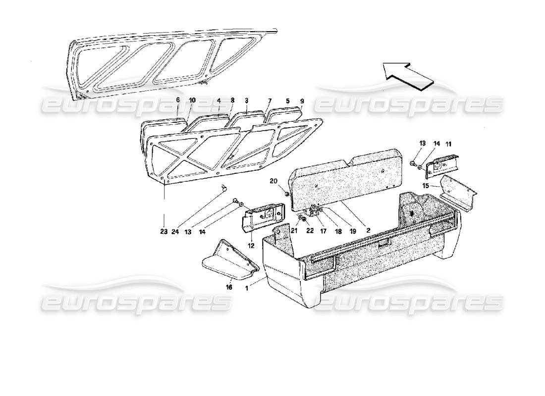 ferrari mondial 3.4 t coupe/cabrio tapa y tapiz del maletero diagrama de piezas