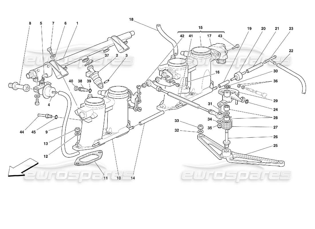 ferrari 355 (2.7 motronic) diagrama de piezas de controles y soportes del acelerador