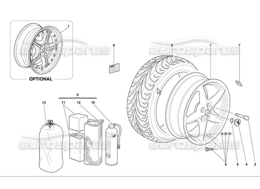 ferrari 360 modena ruedas diagrama de piezas