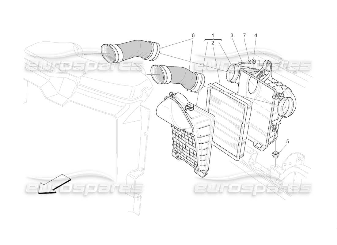 maserati qtp. (2006) 4.2 f1 filtro de aire, toma de aire y conductos diagrama de piezas