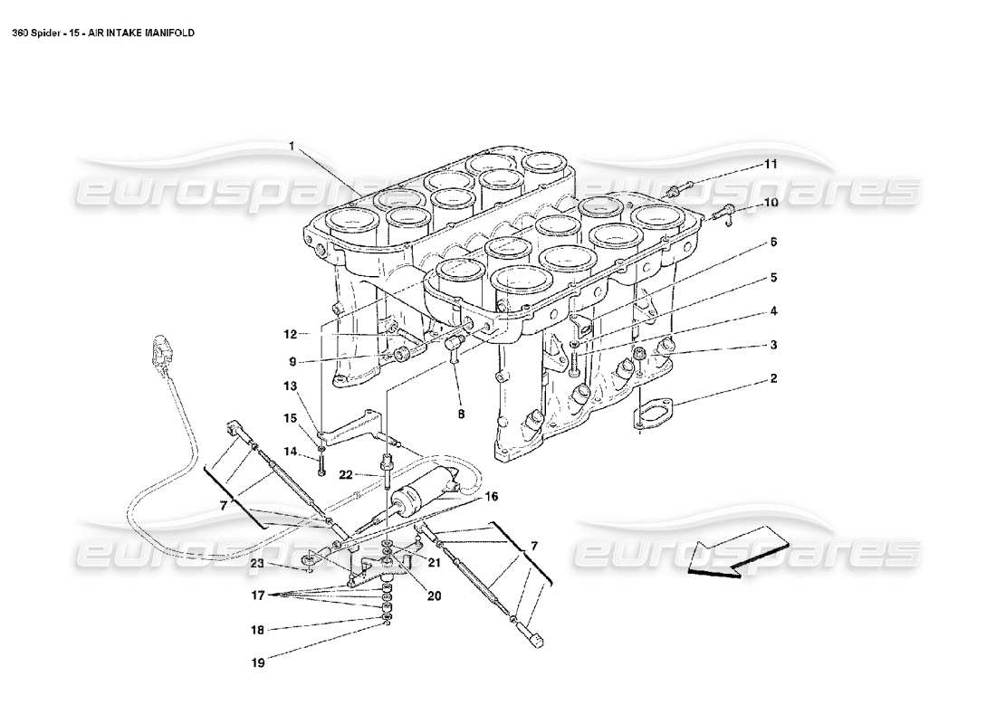 ferrari 360 spider diagrama de piezas del colector de admisión de aire