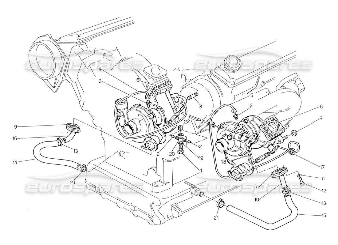 maserati 228 turbosopladores de lubricación diagrama de piezas