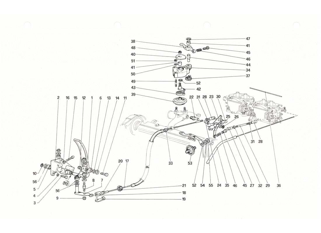 ferrari 208 gtb gts throttle control diagrama de piezas