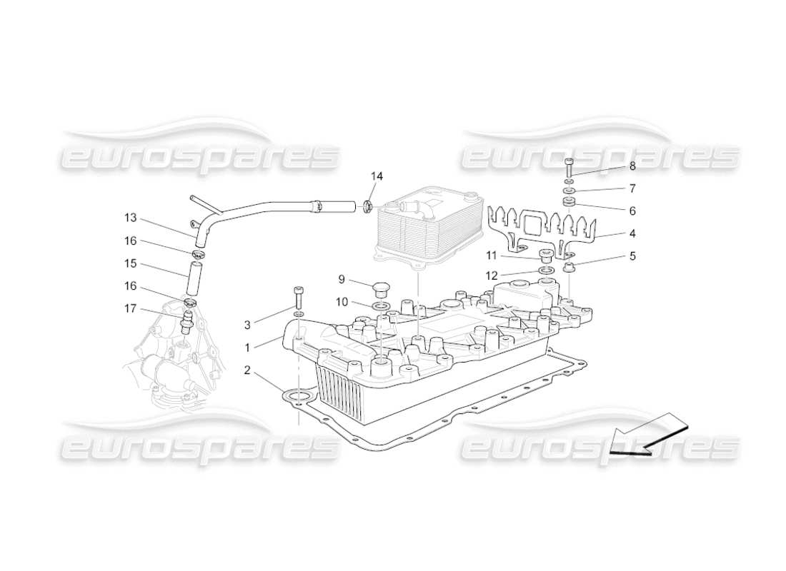 maserati grancabrio (2010) 4.7 diagrama de piezas del intercambiador de calor