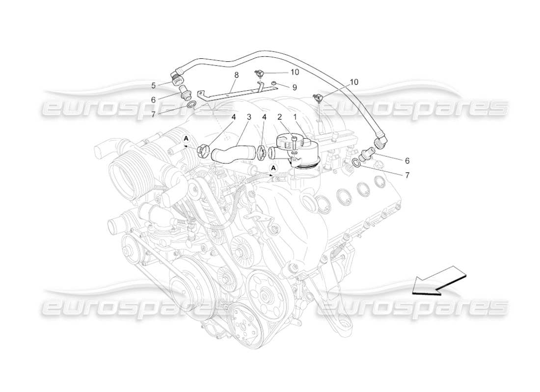 maserati grancabrio (2010) 4.7 sistema de recirculación de vapor de aceite diagrama de piezas