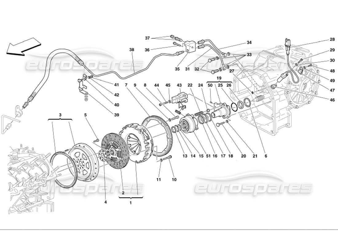 ferrari 360 modena embrague y controles diagrama de piezas