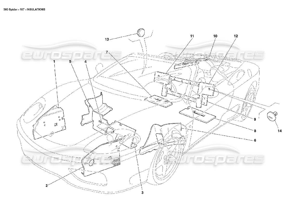 ferrari 360 spider diagrama de piezas de aislamientos